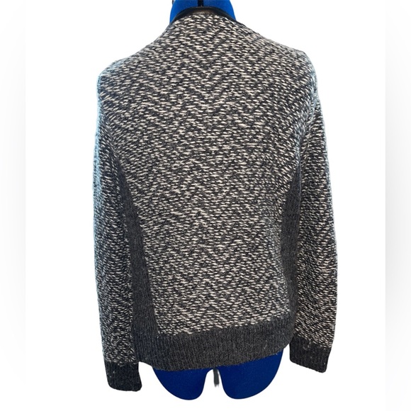 Cynthia Rowley gray and black cardigan sweater with leather trim, size medium - Picture 5 of 5